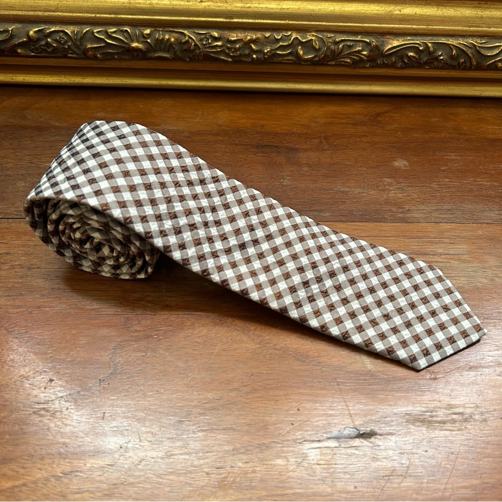 Geoff Nicholson Brown Check Tie